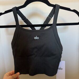 Alo Seamless Ribbed Favorite Bra Tank Charcoal Green XS NWT